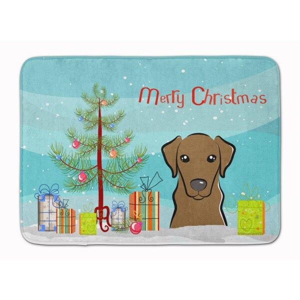 Carolines Treasures Christmas Tree and Chocolate Labrador Machine Washable Memory Foam Mat BB1606RUG - main